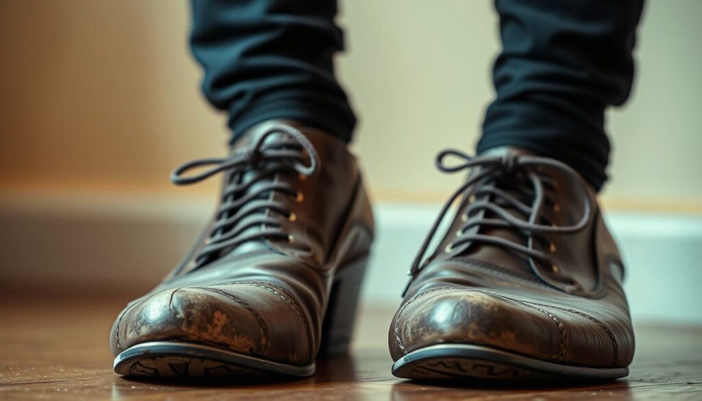 Signs of wear on shoes