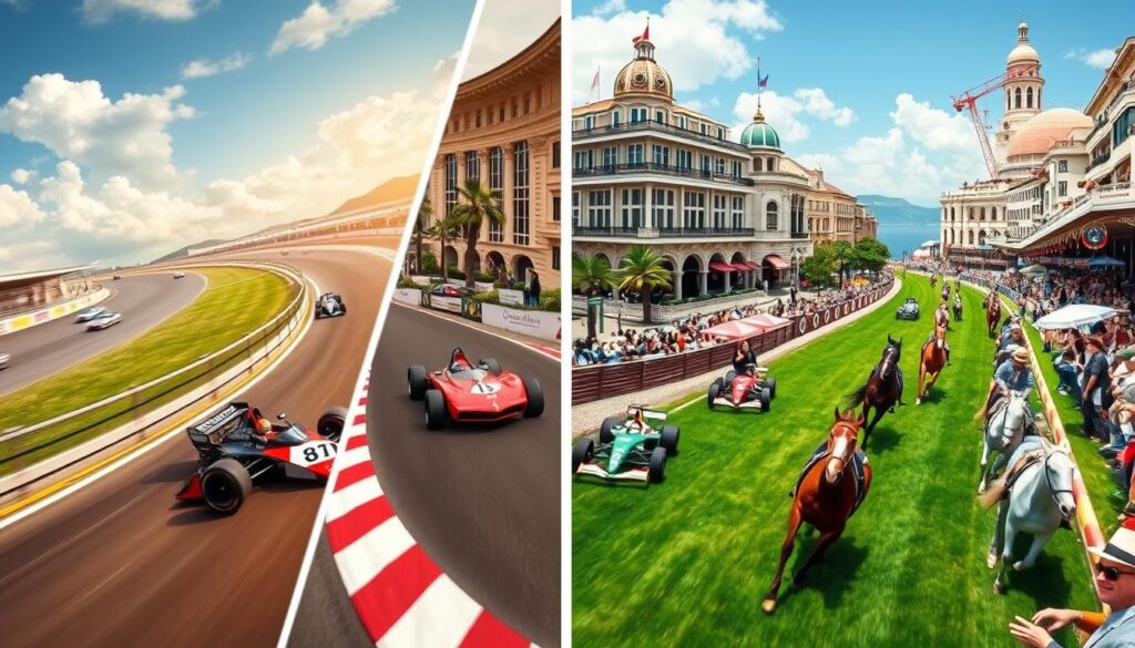 famous racing events including the Indianapolis 500, Monaco Grand Prix, and Kentucky Derby