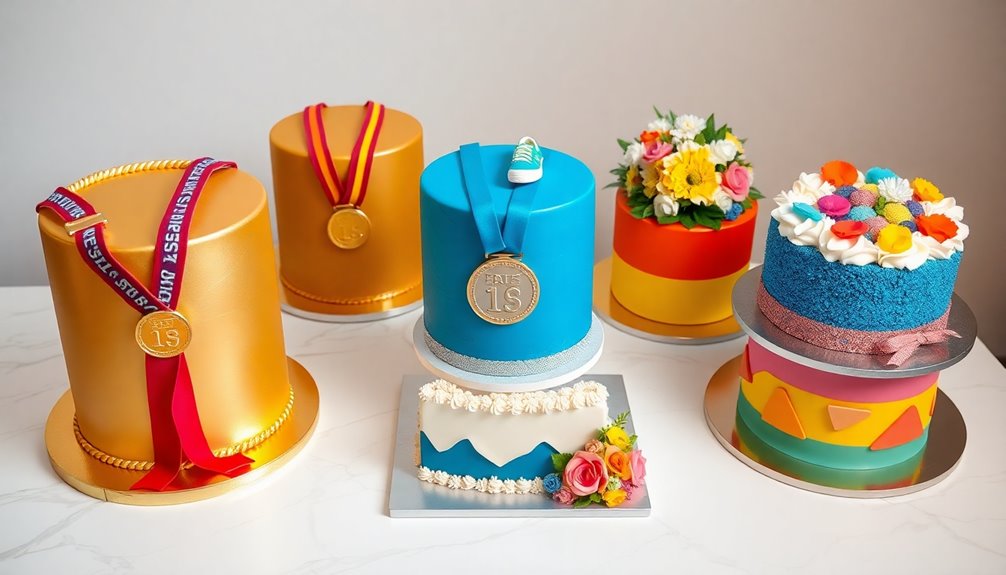 vibrant race medal cakes