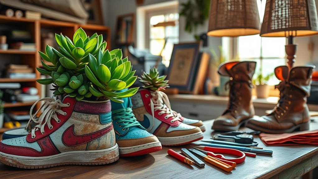 upcycled shoes home decor