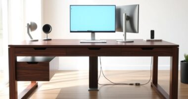 clutter free adjustable desk