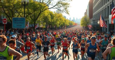 marathon course and crowds