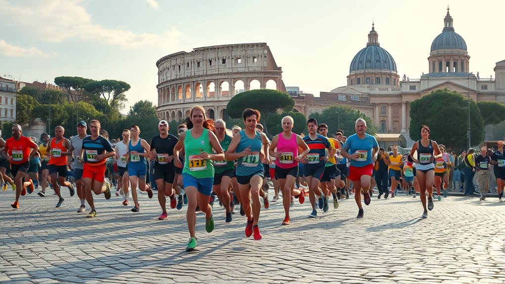 running through historic landmarks