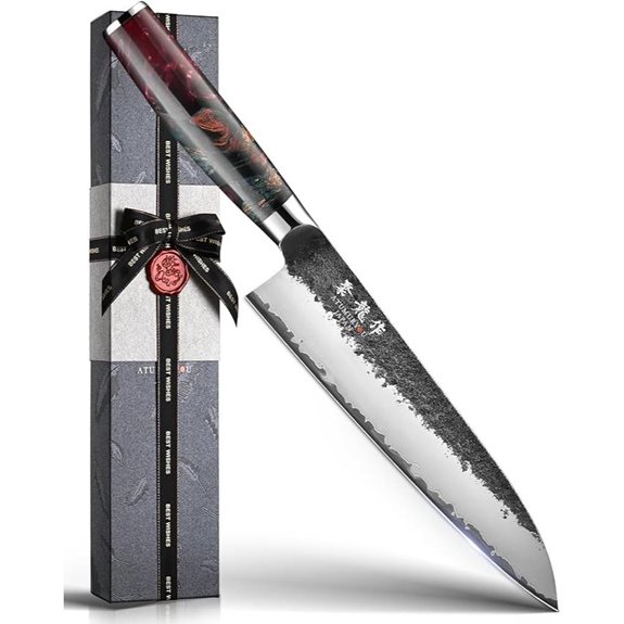 Japanese Chef Knife 8-Inch VG10 Gyuto with Red Handle