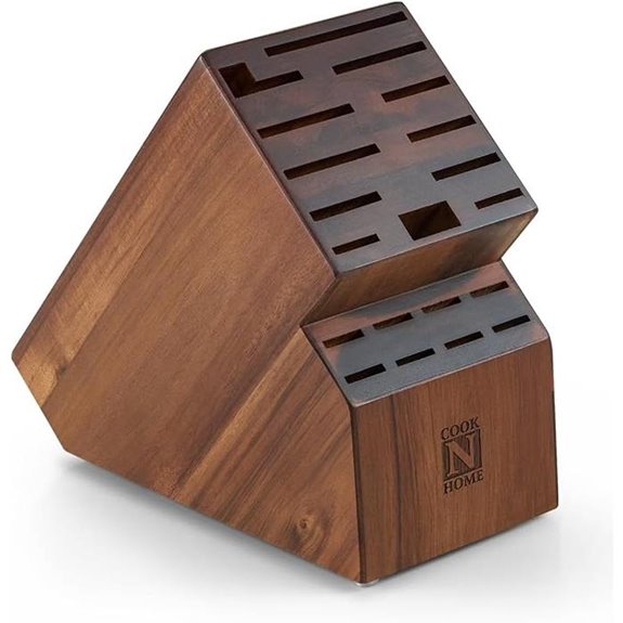 Cook N Home Acacia Wood Knife Block - 20 Slot Storage