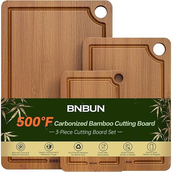 Bamboo Cutting Board 3-Piece Set with Handles