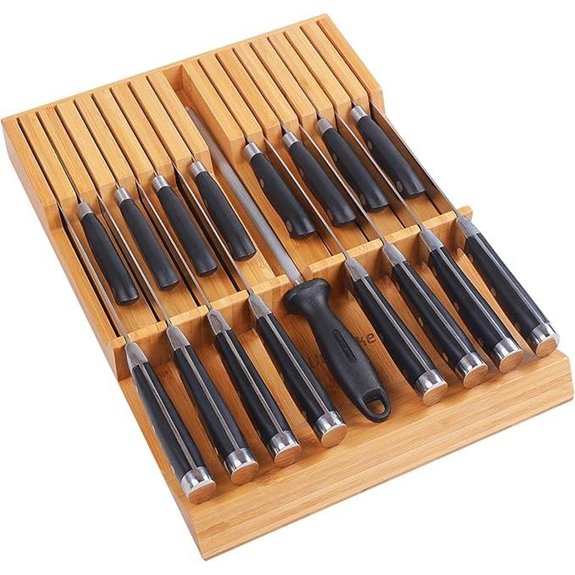 Utoplike Bamboo In-Drawer Knife Block (Knives Not Included)