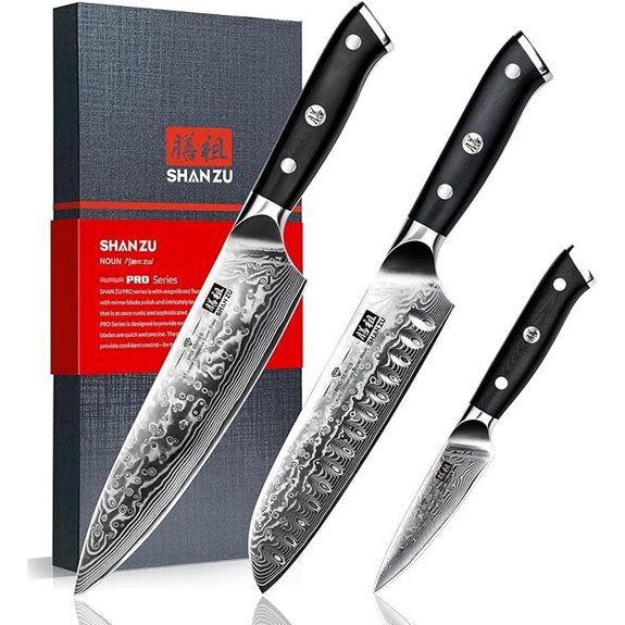 Shan Zu Damascus Kitchen Knife Set (3-Piece)