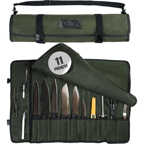 forest green chef knife roll