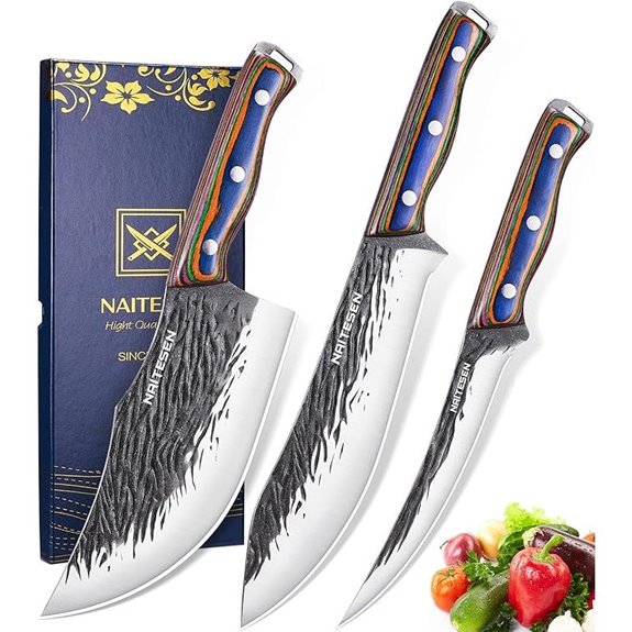 3PCS Hand Forged Meat Knife Set for Kitchen Cooking
