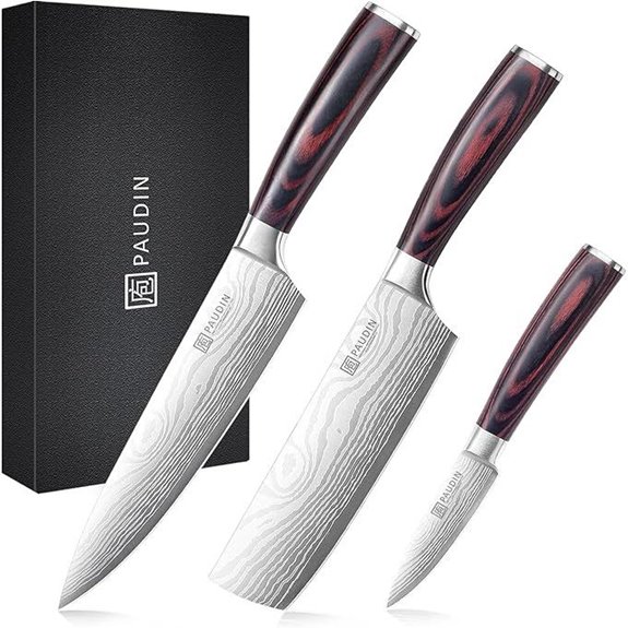 PAUDIN 3-Piece High Carbon Stainless Steel Knife Set