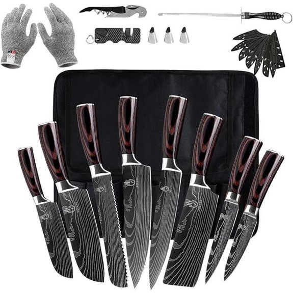 FULLHI 14pcs Japanese & German Stainless Steel Knife Set