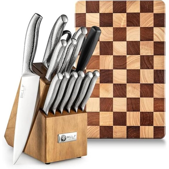 Kitchen Knife Set with Cutting Board and Steak Knives