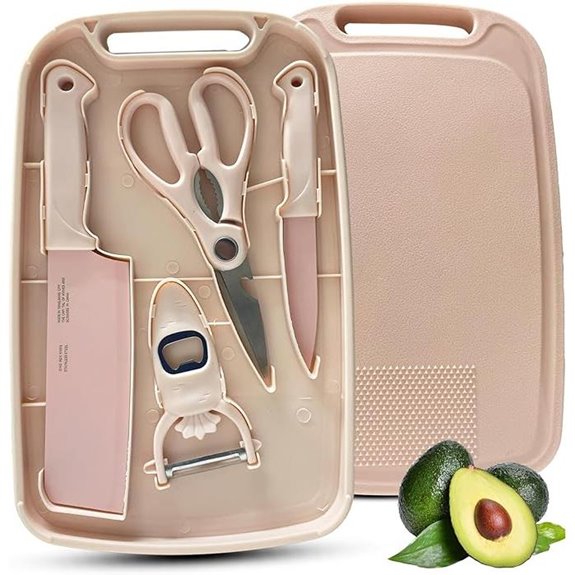 Travel 5-in-1 Cutting Board & Knife Set (Pink)