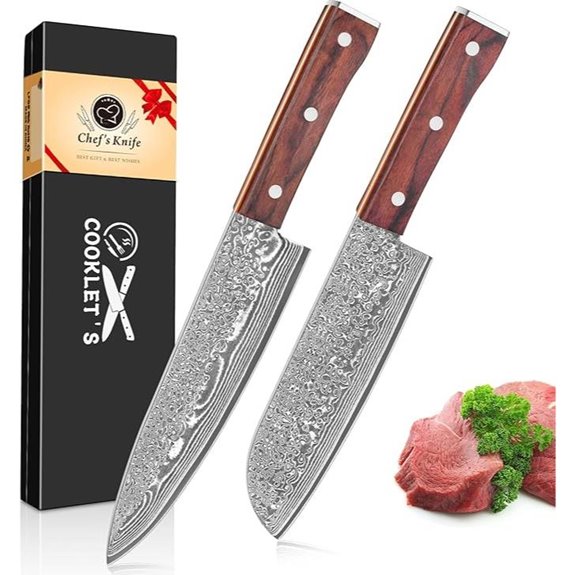 Cooklet's 2-Piece Damascus Chef & Santoku Knife Set