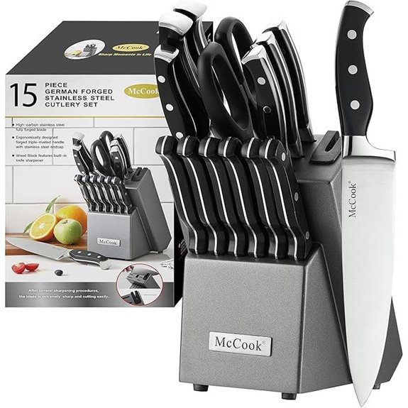McCook Stainless Steel Kitchen Knife Set with Sharpener