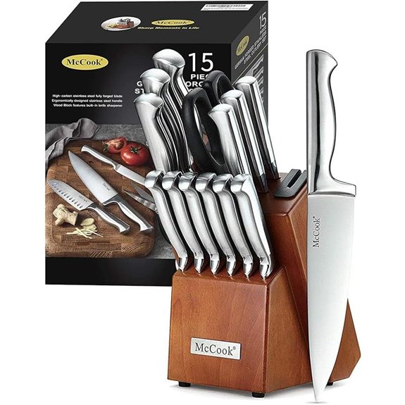 McCook Stainless Steel Knife Block Set with Sharpener
