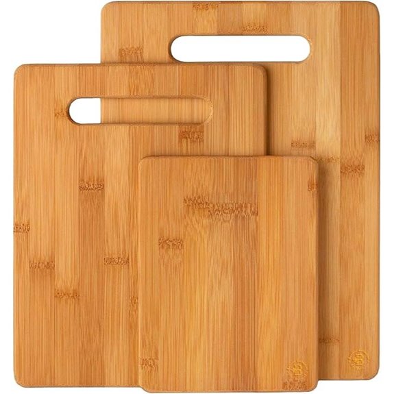 Bamboo Cutting Board Set with Handles (3 Pieces)