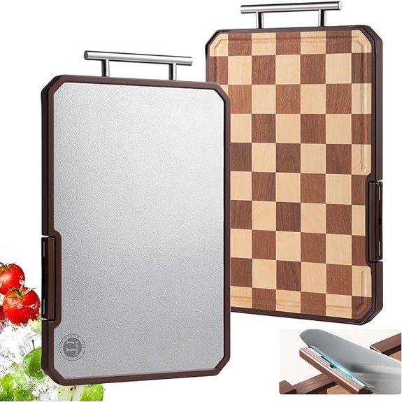 Titanium & Acacia Kitchen Cutting Board with Sharpener